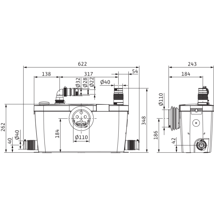Напорная установка отвода сточной воды Wilo HiSewlift 3-35