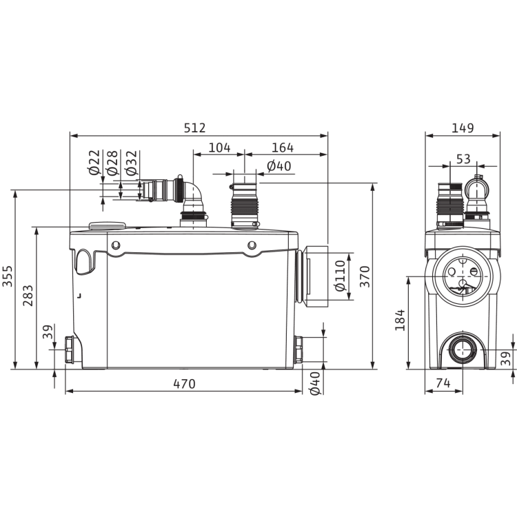 Напорная установка отвода сточной воды Wilo HiSewlift 3-l35