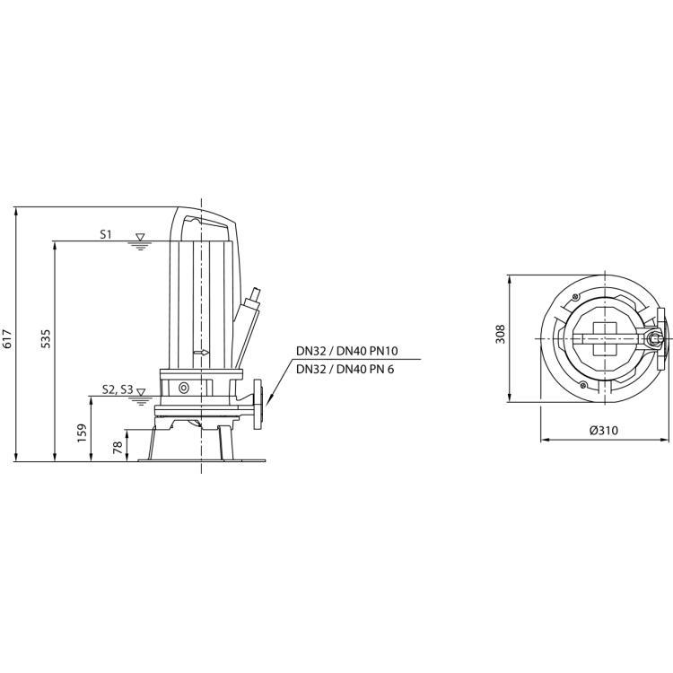 Фекальный насос Wilo Rexa CUT GE03.25/P-T25-2-540E