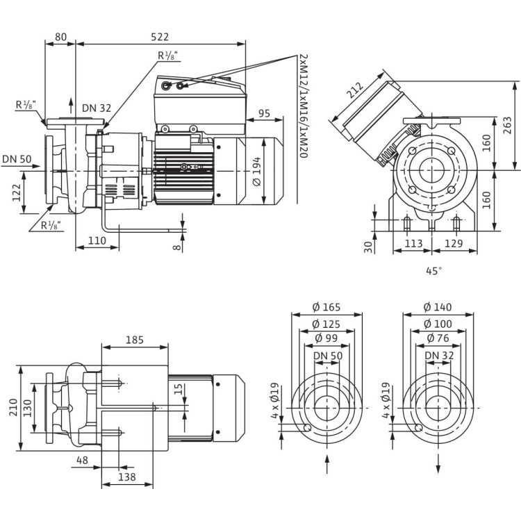 Блочный насос Wilo BL-E32/150-3/2
