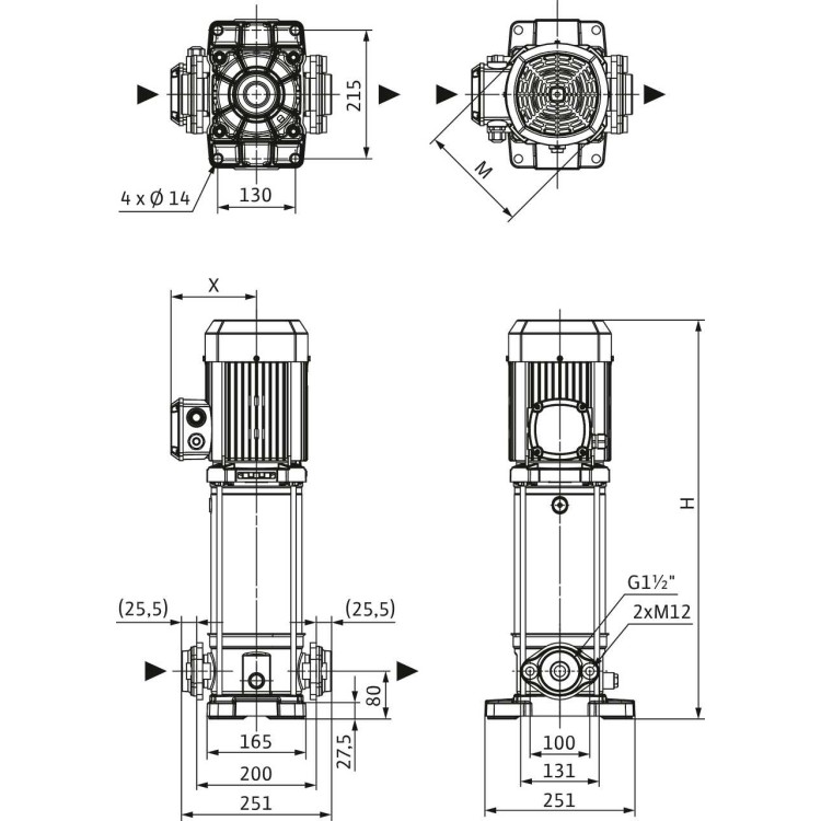 Вертикальный многоступенчатый насос WILO Medana CV1-L.1005-1/E/E/10O