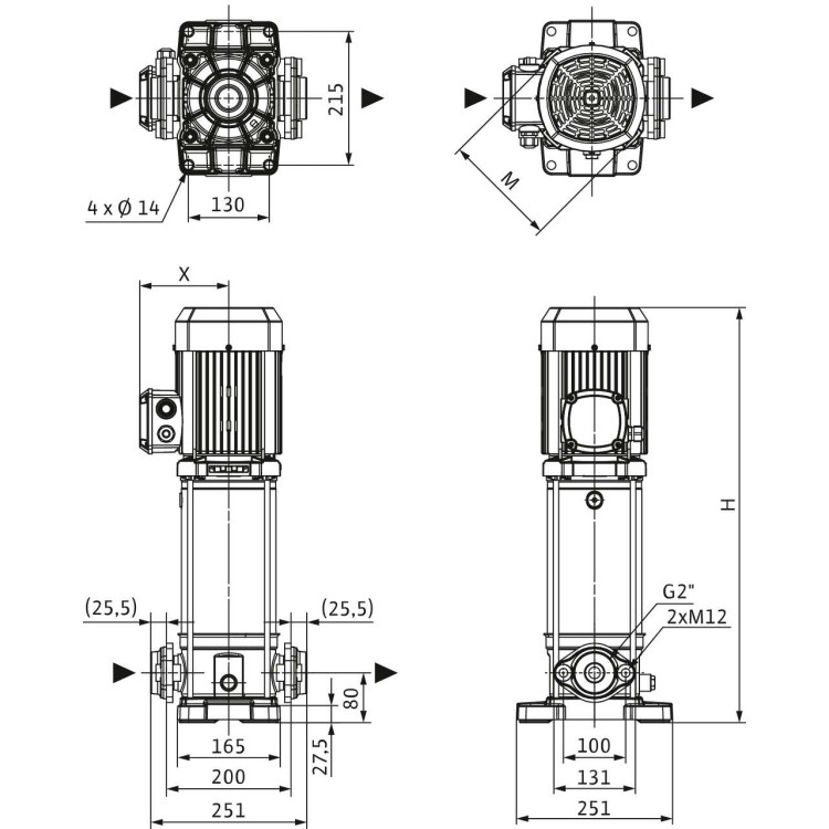 Вертикальный многоступенчатый насос WILO Medana CV1-L.1607-1/E/E/16O