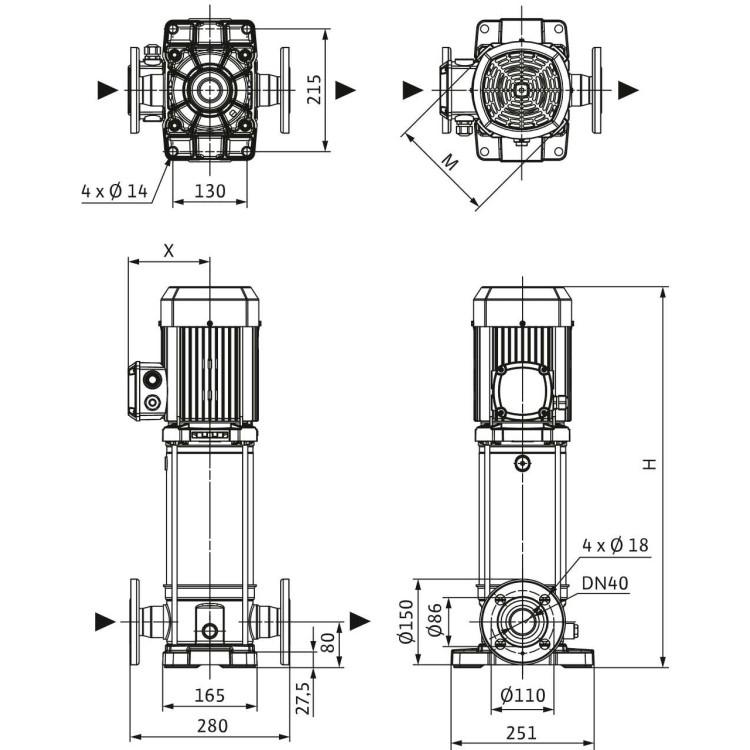 Вертикальный многоступенчатый насос WILO Medana CV1-L.1004-1/E/E/10O